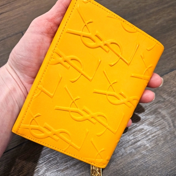 Vintage Yves Saint Laurent Yellow Folded Embossed Leather Wallet - MINT - Picture 1 of 15